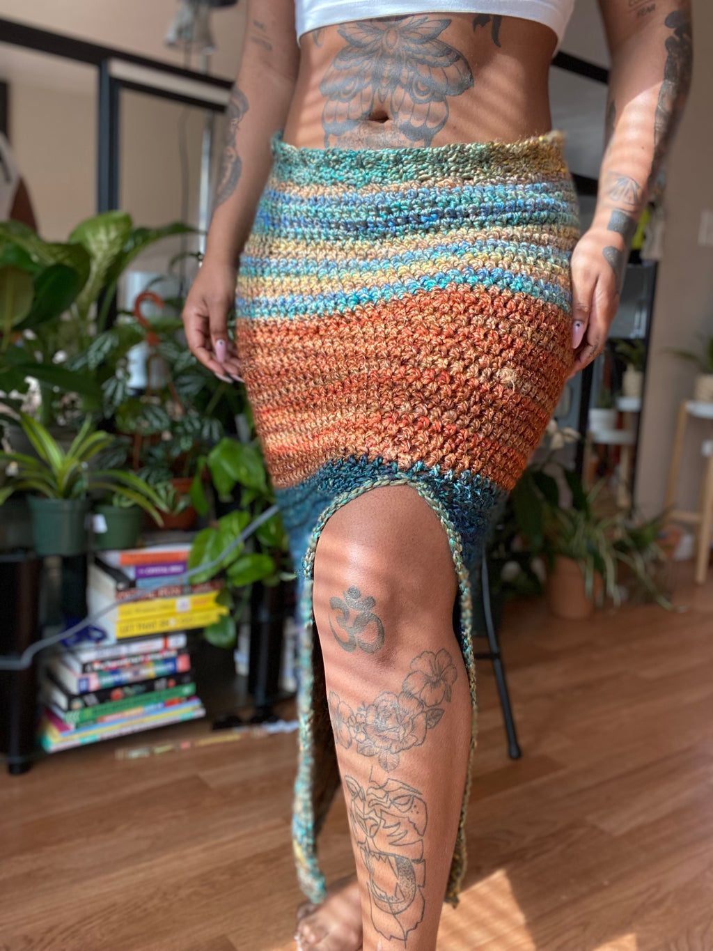 Celestial Crochet Maxi Split Skirt