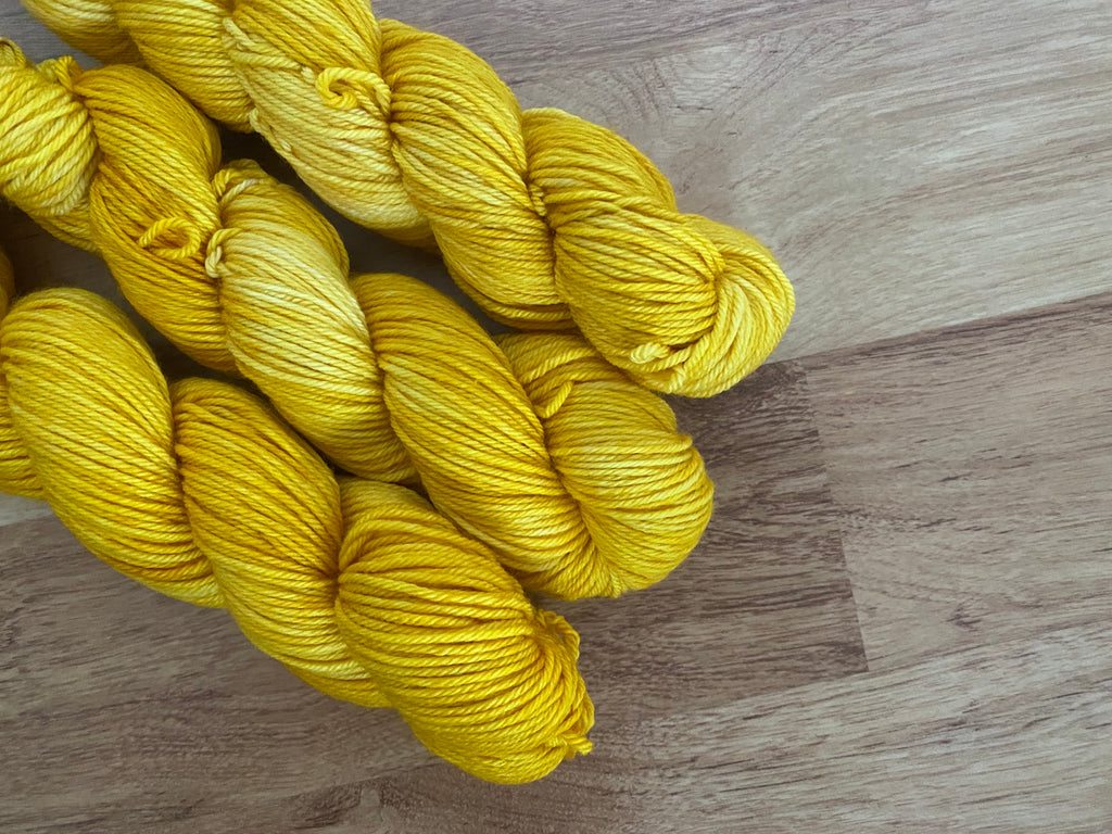 Yellow Hand Dyed Superwash Merino Yarn
